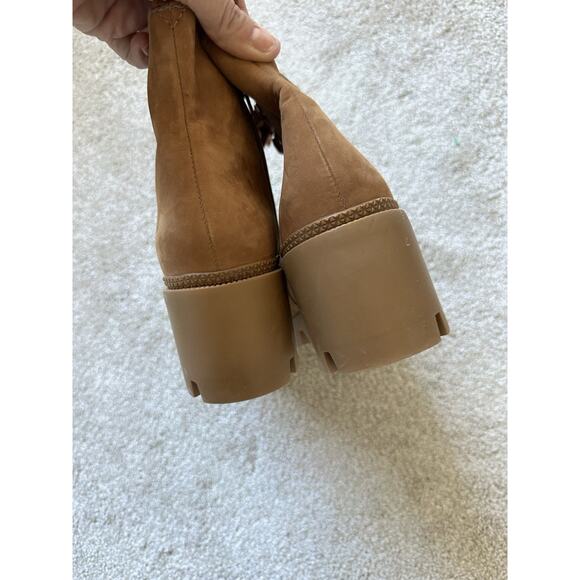 Revolve Schutz Xayane Lace Up Heeled Leather Combat Lug Boots Sz 9.5 Hazel Tan - Picture 8 of 12